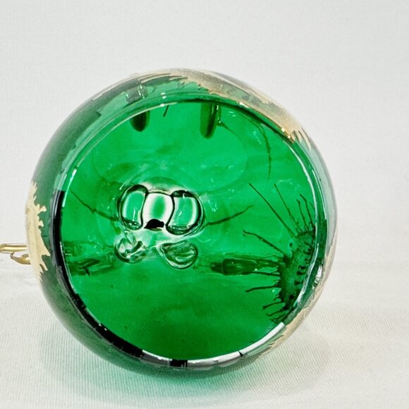 Vintage Hand Blown Glass Green Gold Angel Ornament Standing Decor 4" - Picture 6 of 6